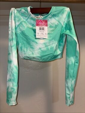 Kanu Surf Kids Ice Green Tie-Dye Long Sleeve Rash Guard